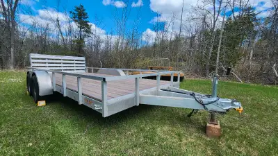 2020 7x16 aluminum landscape trailer 3500 lb axles Yellow sticker safty Brake away controller Duel b...