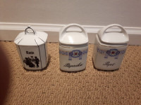 3 Vintage Antique Kitchen Czech Canister