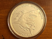 1 oz Tokelau .999 Silver Great White Shark Mokoha Coin