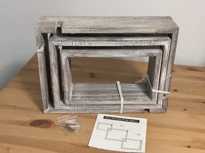 Brand New, Never Used. This Rustic Wall Mounted Tier Square Shaped Floating Shelves- Set of 3 was bo...