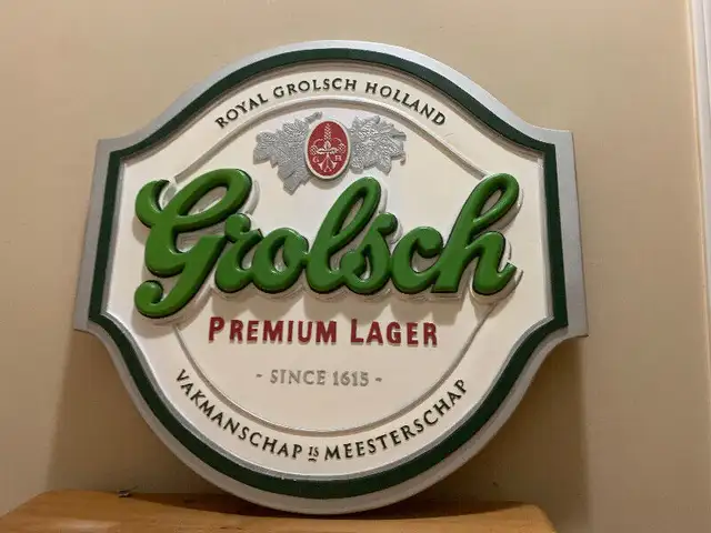 Vintage Grolsch Holland Premium Beer Lager Mint sign in Arts & Collectibles in Calgary - Image 5