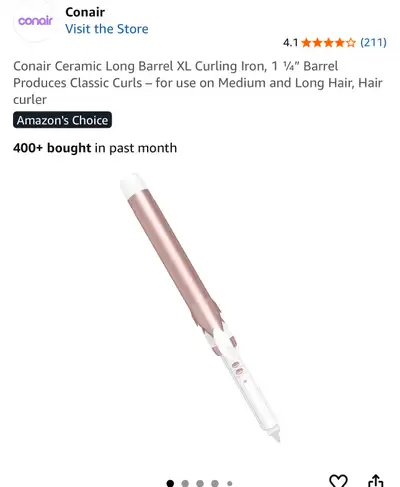 Conair Ceramic Long Barrel XL Curling Iron, 1 ¼” , View more