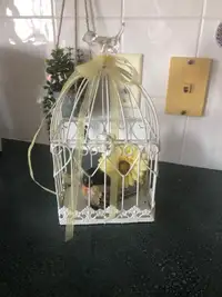 Bird cage - White metal (flower included)