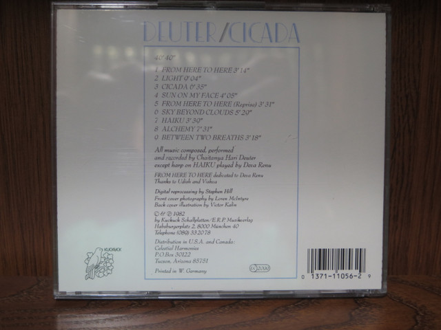Deuter - Cicada - CD dans CD, DVD et Blu-ray  à Longueuil/Rive Sud - Image 2
