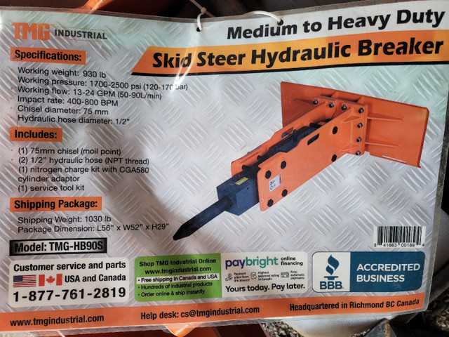 Skidsteer Hydraulic Cement Breaker Jack Hammer in Other in Calgary - Image 2