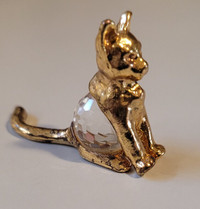 Vintage Rare Miniature Cat Figurine with  Swarovski Crystal Body