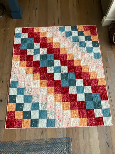 New Handmade Multi-Coloured Quilt (Throw Sized), View more