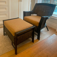 Rattan Wicker Chair and Ottoman Set from Pier 1