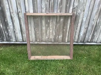 Outside measurement for rack in inches - 33 1/4 x 34 1/2: metal mesh is 1/4 inch wide. Frame is 2x4....