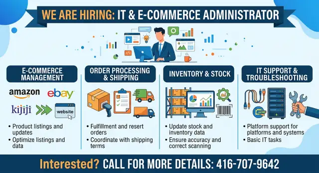 Hiring IT and E-Commerce Admin in Programmers & Computer in Markham / York Region - Image 2