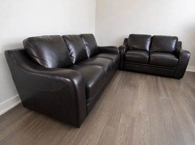 Black/Brown Faux Leather Sofa Set, View more