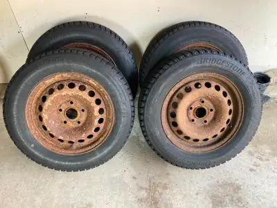 Bridgestone Blizzak WS90 snow tires 195/65R15 Mounted on 16 inch rims with 5 x 112mm bolt pattern Th...
