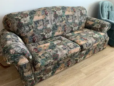 Ce sofa-lit confortable très propre et pratique est à donner! Bien qu'il soit usagé, il est encore e...