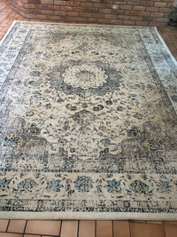 Contemporary Area Rug Beige/Blue 8/10ft with Matching runner 2.6