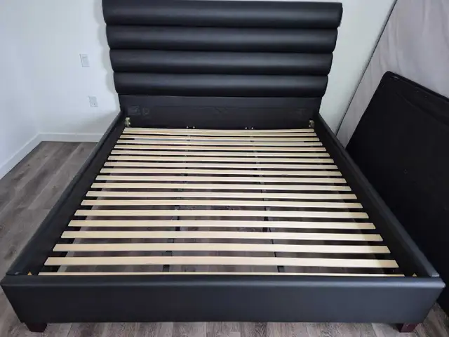 KingSize Upholstered Platform Bed + Beautyrest Mattress in Beds & Mattresses in Delta/Surrey/Langley - Image 5