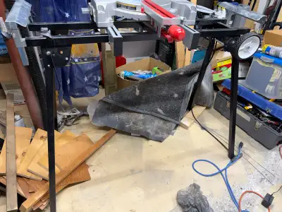 This universal compound miter saw stand is in used condition and ready to work. It's a sturdy and ad...