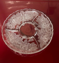 Large Glass Divided Dish Winter Rose Studio Nova Serving Platter