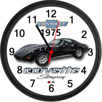 1975 Chevrolet Corvette StingRay (Black) Custom Wall Clock - New