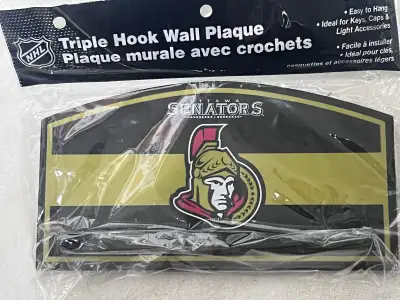 NHL TRIPLE WALL HOOK WOOD PLAQUE, Ottawa Senators Hockey Team, View more