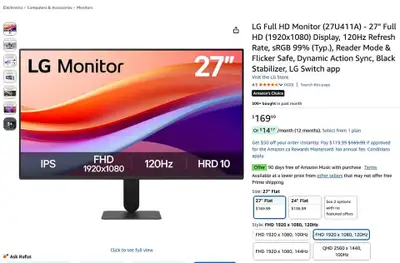 LG 27” Monitor (27U411A) – Excellent Condition, View more
