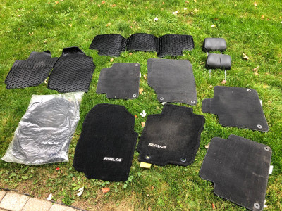 RAV4 Toyota floor mats, liners and headrests