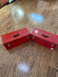 2 Red metal tool box $25 each