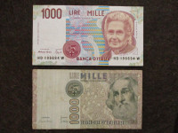 2 billets de banque: 1000 Lira Banco Italia