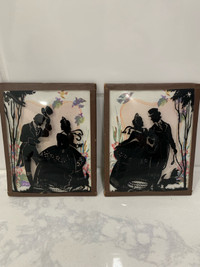 Vintage pair of Reverse Silouette framed Romance couple