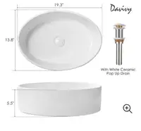Davivy 19.3'' X 13.8'' Bathroom Ceramic Oval Vessel Sink 