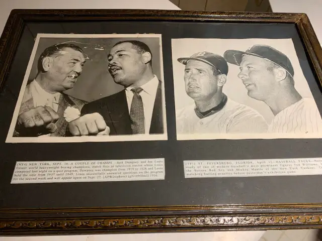 Baseball/Boxing framed photo Joe Louis / Mickey Mantle in Arts & Collectibles in City of Toronto - Image 2