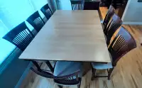 Pub Height Table, 8 Chairs, Solid Wood, Canadel, Heavy Duty