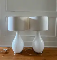 Pair of large table lamps with drum shades