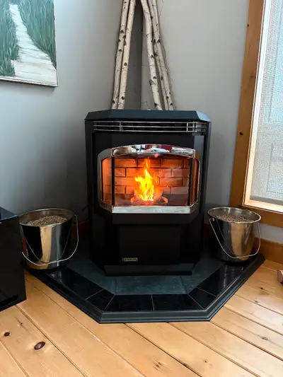 Harman Advance Pellet Stove, purchased from Corrigan’s Stoves in Charlottetown. Features: Automatic...