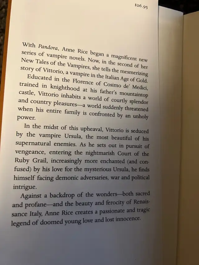 Anne Rice - “Vittorio The Vampire” Novel in Fiction in City of Toronto - Image 4