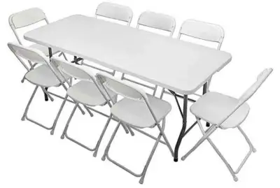 Location chaises et tables pliantes / Folding tables & chairs, View more