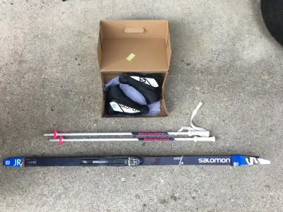 Cross Country Skiis + Boots and Downhill Ski Poles, View more
