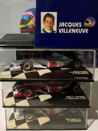 Lot voitures et casque Minichamps Jacques Villeneuve