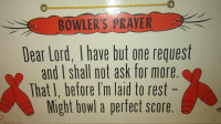 Cardboard ~ Retro Wall Hanging ~ Bowler's Prayer Sign