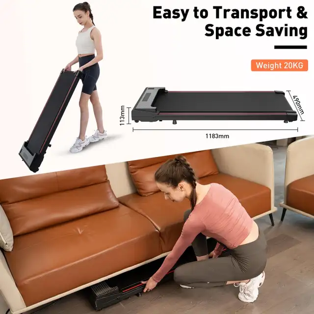 CITYSPORTS Portable Treadmill - Under Desk Quiet - Black/Red in Exercise Equipment in Markham / York Region - Image 5