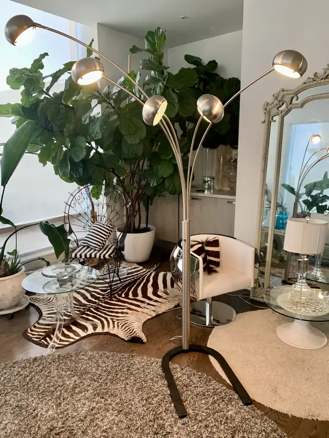 Retro mcm  floor lamp stainless 5 lights adjustable cascading in Indoor Lighting & Fans in City of Toronto - Image 4