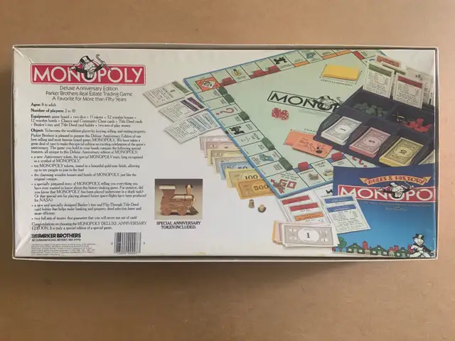 Vintage 1985 Deluxe Anniversary Edition Monopoly Board Game63436970660609121