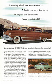 Vintage 1953 car advertisement featuring the De Soto