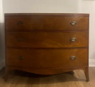 Vintage Solid Wood Curved Front Dresser – 3 Drawer, View more