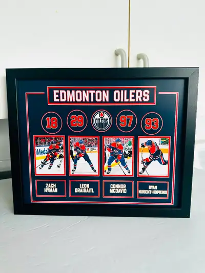 Edmonton Oilers 2025 Superstars framed photo. Connor McDavid, Leon Draisaitl, Zach Hyman, Ryan Nugen...