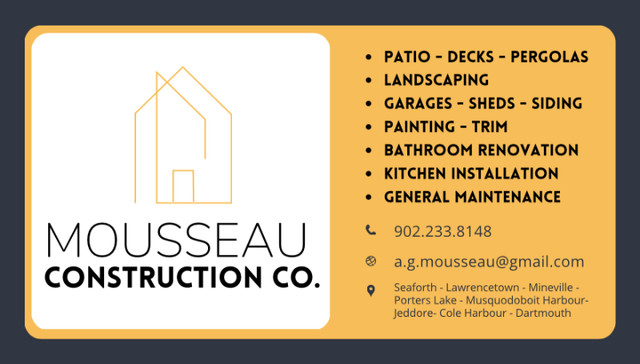 Expert Carpentry and Construction Services-decks- garages in Renovations, General Contracting & Handyman in Cole Harbour