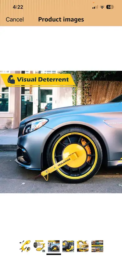 Wheel lock for trailers or automobile. I used it on my pontoon trailer.