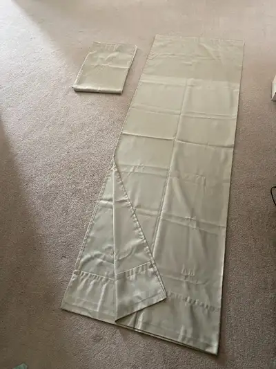 Excellent condition! Pair of IKEA 2-tone beige thick curtains darken the room (not blackout) and pro...