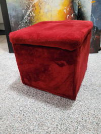 Dark red footstool with storage 