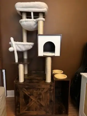 FREE Cat Tree with Built-in Hidden Litter Enclosure & Food Stand, View more