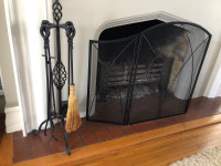 Fire place screen and tools